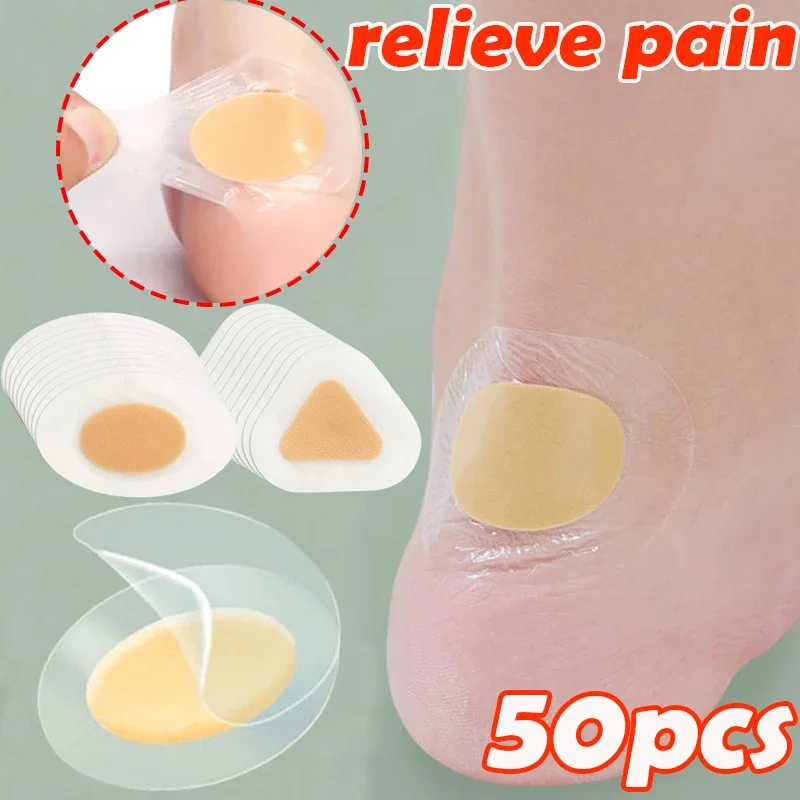 50pcs Gel Heel Protector Foot Patches Adhesive Blister Pads Hydrocolloid Heel Liner Shoes Stickers Pain Relief Plaster Foot Care