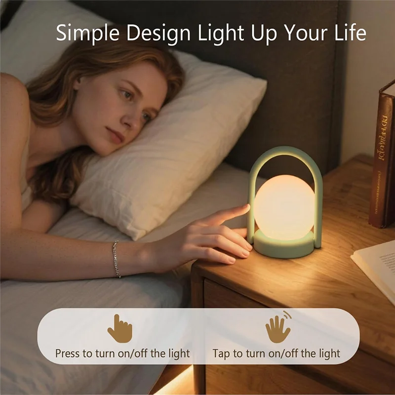 ABKY-Nachtlampje voor kinderen Camping Bureaulamp Oplaadbaar Draagbaar Nachtkastje Touch Lamp Siliconen Dimbaar Nachtlampje