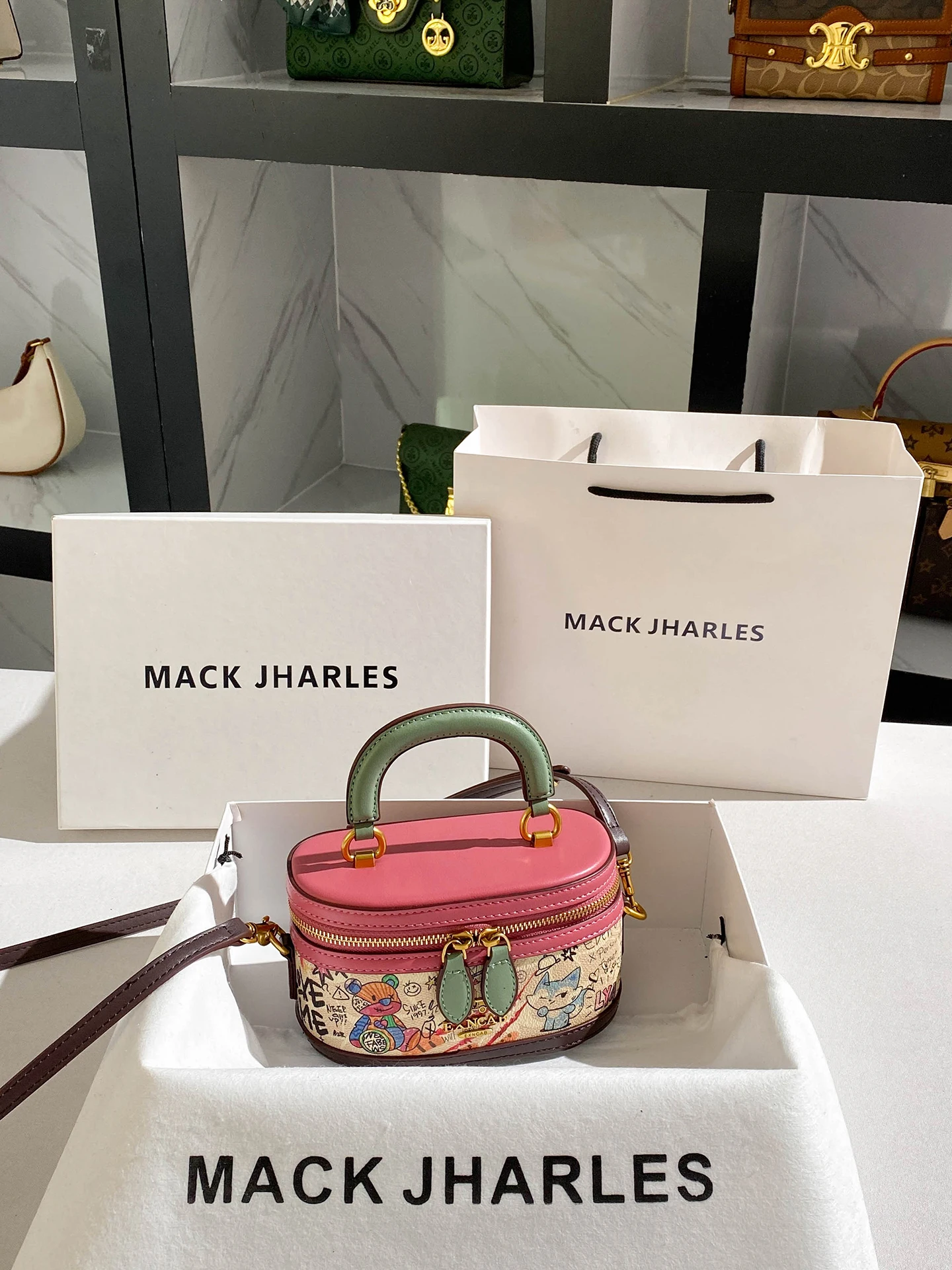 

Прекрасная и новая модная вечерняя сумка-коробка с милым мультяшным принтом медведя, 2025 новые модные и классические сумки через плечо