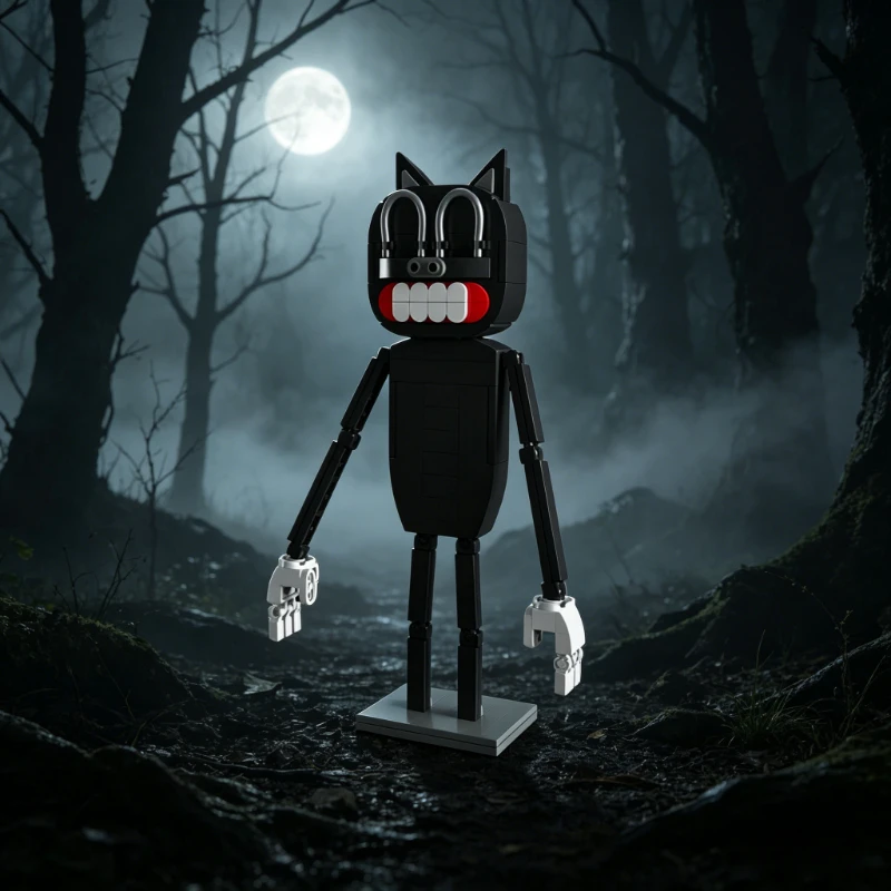 

Creepyed Dark Stylized Humanoid Creature Brick Kit Particle Spooky Character Unique Tabletop Decor for Horror Hobby Collectors