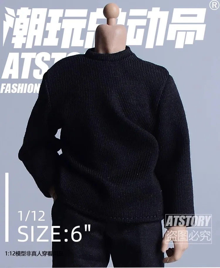 1/12 남성 군인 트렌디 단순 긴팔 티셔츠 모델 장난감 맞는 6'' 액션 피규어 바디 재고 있음