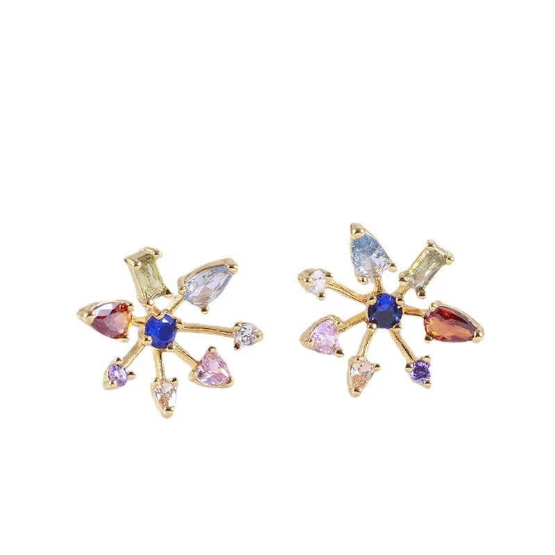 

Colorful Gem Flower Drop Earring For Women Fashion Jewelry Accessories