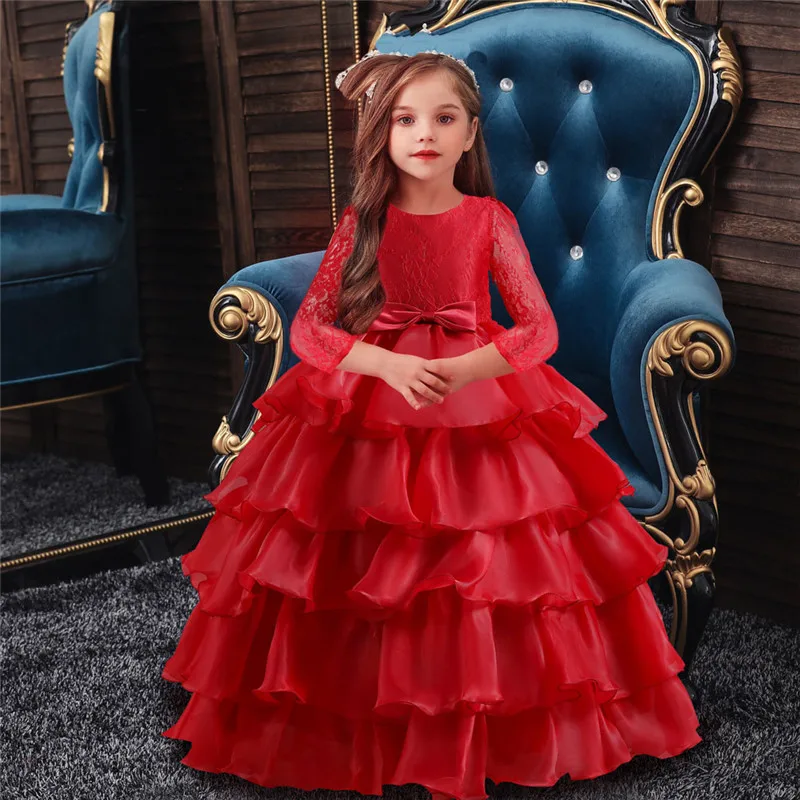 

Kids Princess Summer Dress Sequined Floral Lace Chiffon Flower Girls Dress Wedding Birthday Party Prom Dresses Children clothing