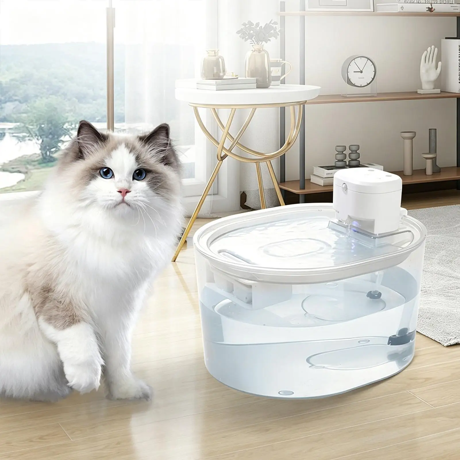

Cat Water Fountains 3L Sensor Rechargeable Quiet Waterer Water Fountain For Cats For Drinking Tabletop Desk Puppy Kitten Dog
