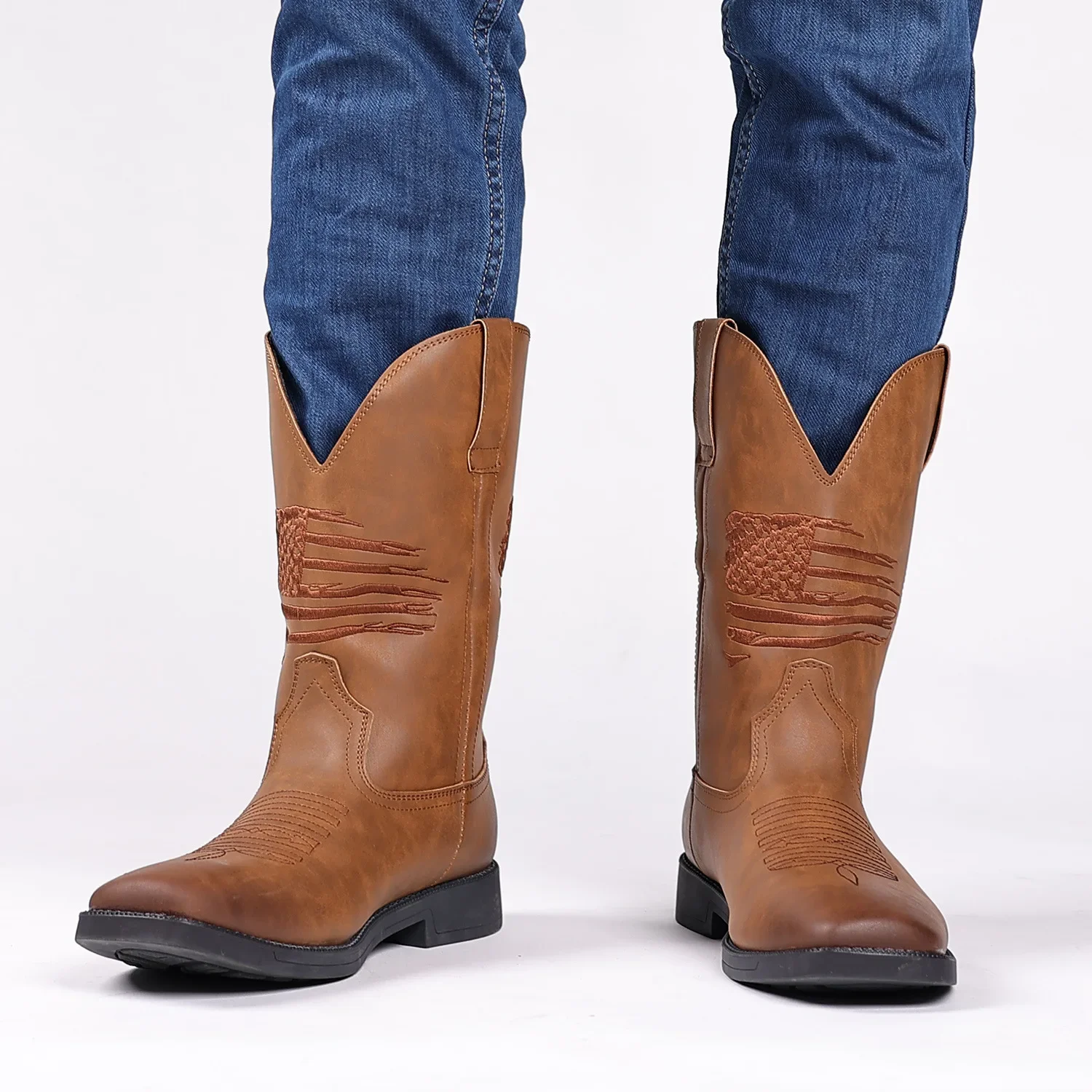 2024 Csináltatás Ember Kényelmes cipők high-leg embroidered évjárat wide-toe Nyugati Cowboy Cipőtisztító Plus méret 47 48  Motorbicikli Cipőtisztító