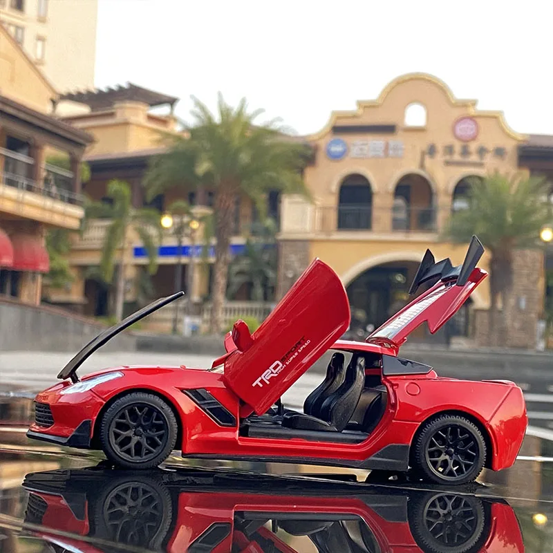 سيارة رياضية من Corvette Z06 من خليط معدني ، سيارات لعبة ، محاكاة نموذج سيارة ، مجموعة صوت وضوء ، هدية لعبة ، 1:32