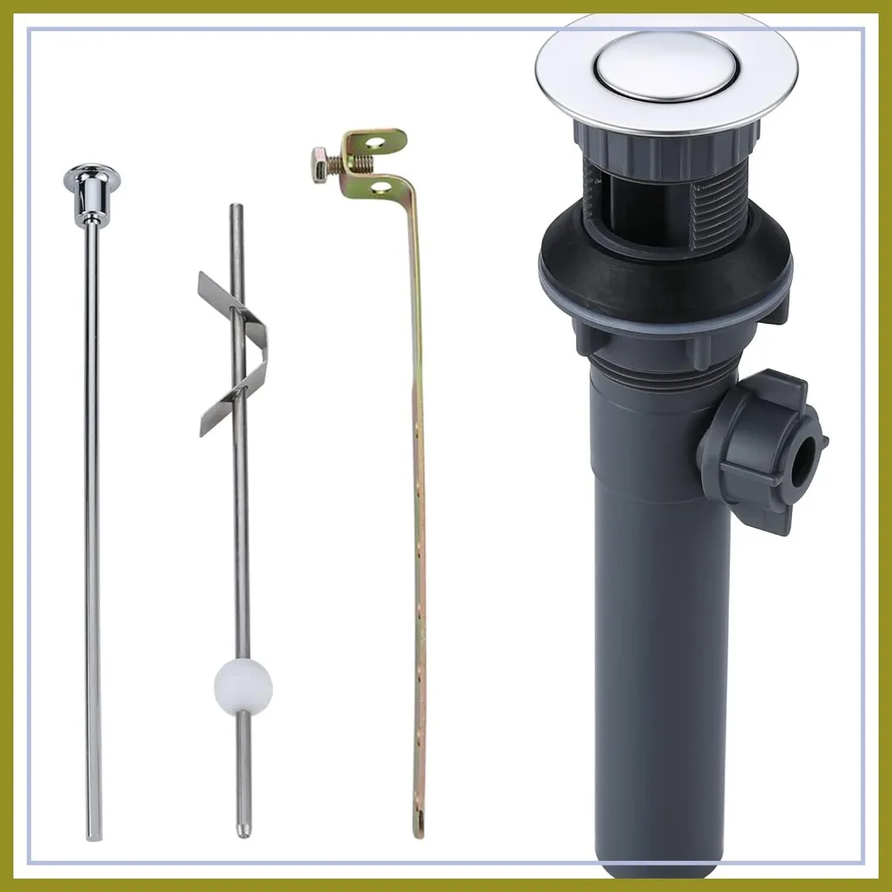 

Bathroom Sink Drain with Lift Rod, Chrome Overflow Drain Stopper for Vessel Sink