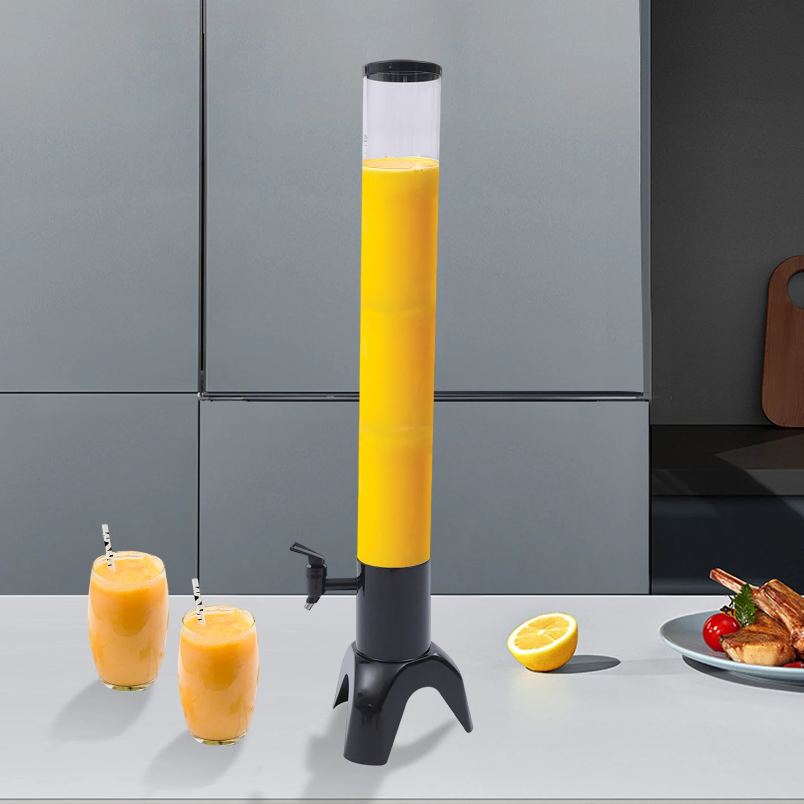 

3L Sheer Beer Tower Dispenser, Clear Mimosa Tower with Removable Ice Tube,See Through Drink Tower for Parties and Gameday, Bars