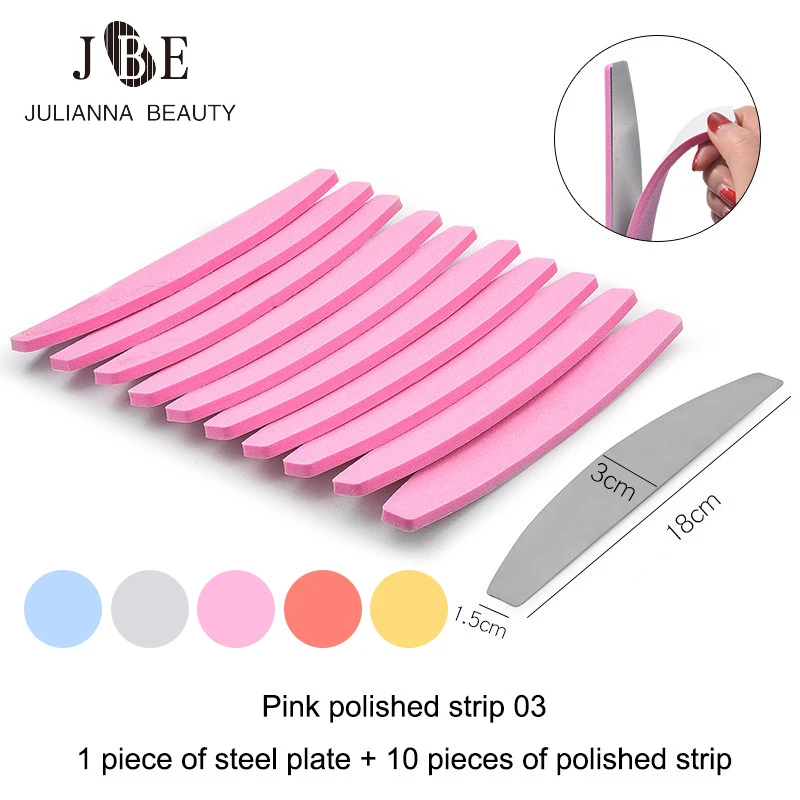 1 set (10 pcs) Pink Sponge Nail File Replacement Pad For Metal Nail File Disposale Pad Double Sided Sandpaper Buffer 100 Grit