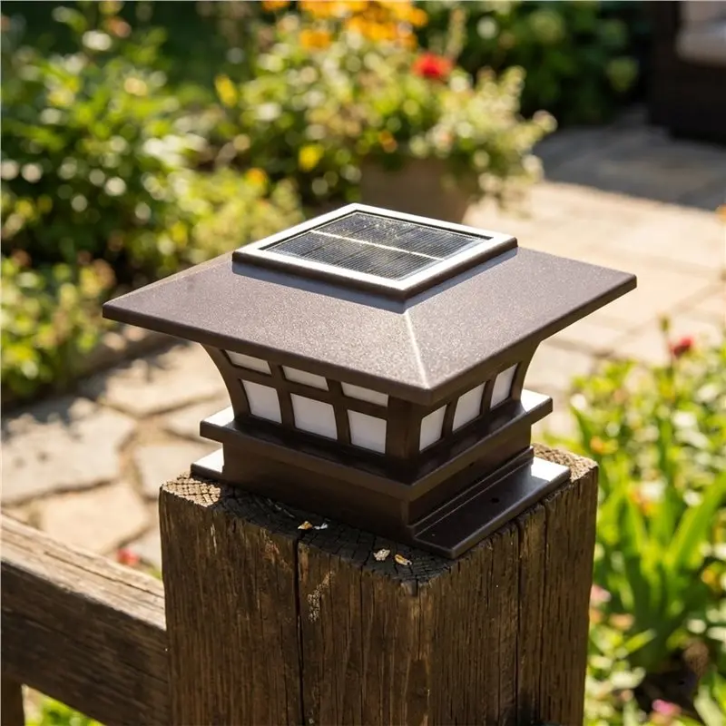 ABKW-Solar Post Lamp Outdoor Waterproof Column Head Light For Garden Wall Lamp Garden Fence Landscape Lamp For Gate Garden