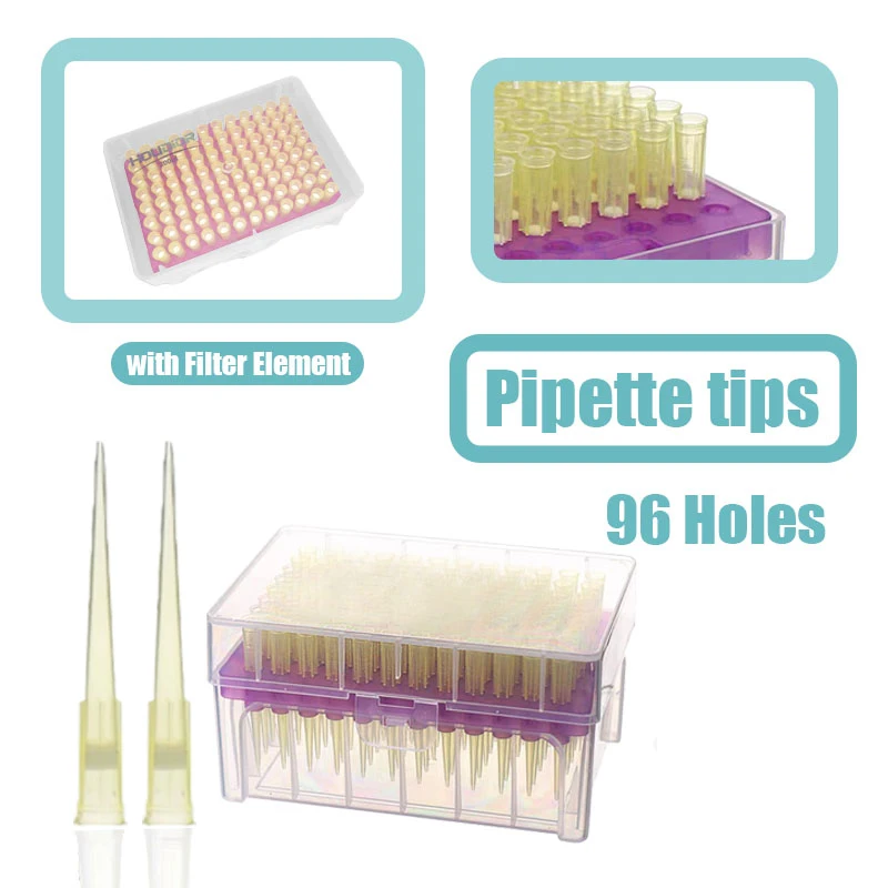 Micropipetta monouso con punta per pipetta in plastica da laboratorio per attrezzatura da laboratorio con punta per pipetta in plastica da 200ul 96 fori