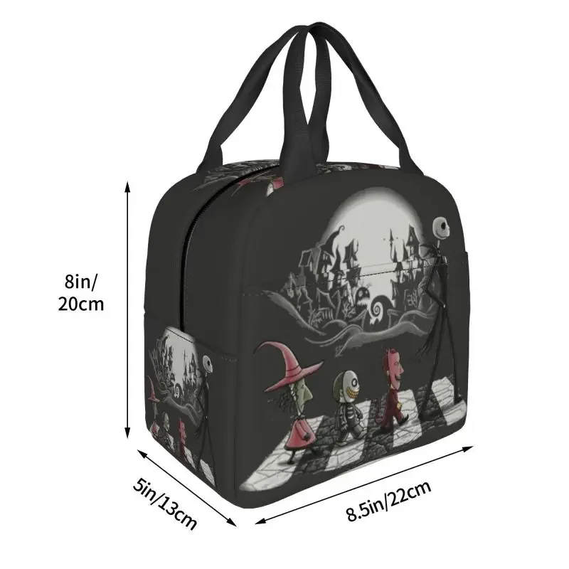 Skellington Halloween Insulated Lunch Bag for Women Portable Skull Skeleton Cooler Thermal Lunch Tote Kids School Children