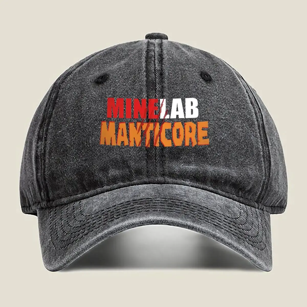 

“Mine Lab Manticore Bold, Adventure - Themed Text Design” Washed Baseball Cap