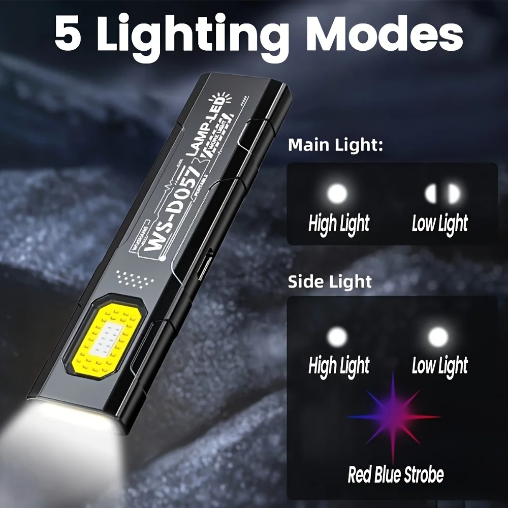 LED Keychain Flashlight USB C Rechargeable 550LM Portable Mini Torch Pocket Lantern Flood Work Light With Magnet For Emergency