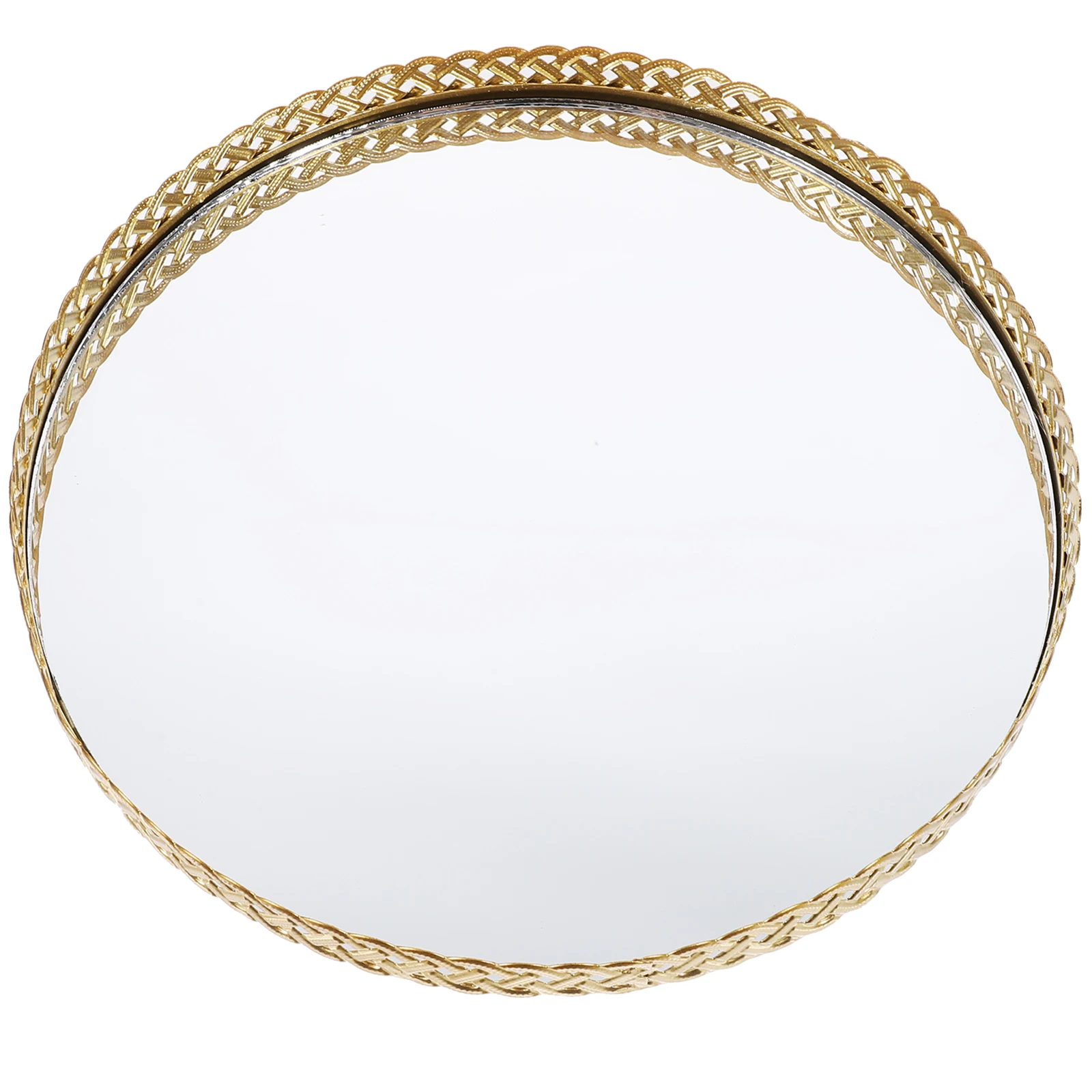 

Jewelry Storage Tray Large Round Mirror Vanity Plate for Rings Necklaces Perfume Display Home Decor Accessories Holder