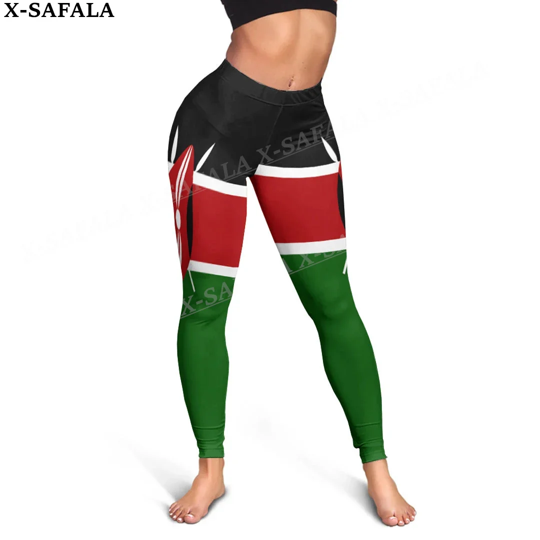 

Kenya Coat Of Arms Love Country Leggings 3D Print Women Yoga Girl Stretch GYM Slim High Waist Legging Summer Sports-1