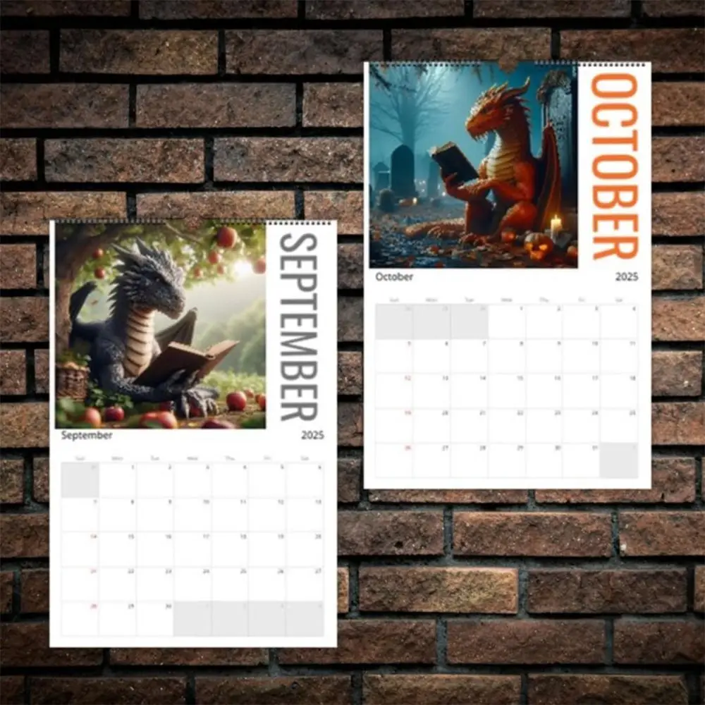 ورقة كتاب التنين 2025 التقويم دوامة ملزمة المحمولة 2025 جدار التقويم الطباعة الواضحة تعلم التنين التقويم للمكتب