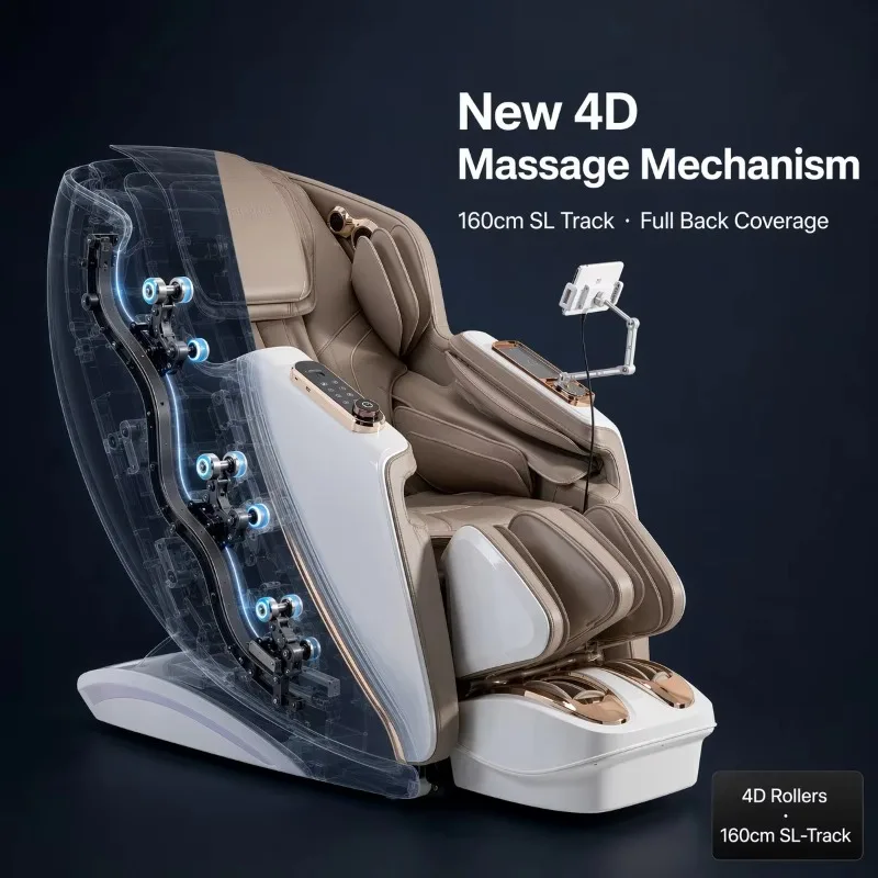 4D Massage Chair Full Body 160cm SL Track 24 Automatic Programs zero Gravity Massage Chair Premium Leather Home Massage Chair
