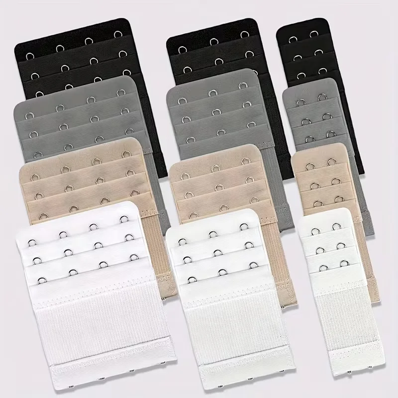 12pcs Elastic Bra Hooks 2/3/4 Hook Women'S Adjustable Back Bra Hooks Lingerie Extension Hooks  Lingerie Expansion Hooks