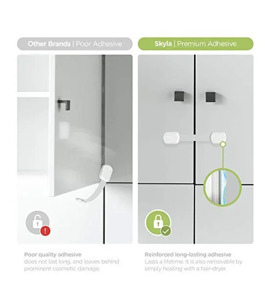 مزالج باب درج الخزانة اللاصق، أشرطة آمنة للأطفال، قفل أمان للأطفال، أقفال خزانة أمان للأطفال