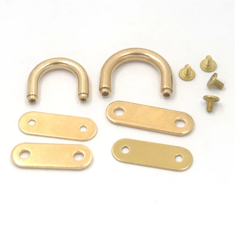 1piece Solid Brass D Ring Bag Anchor Arch Bridge Connector Buckle Leather Craft Bag Belt Strap Hanger Hooks with Screws Clamp