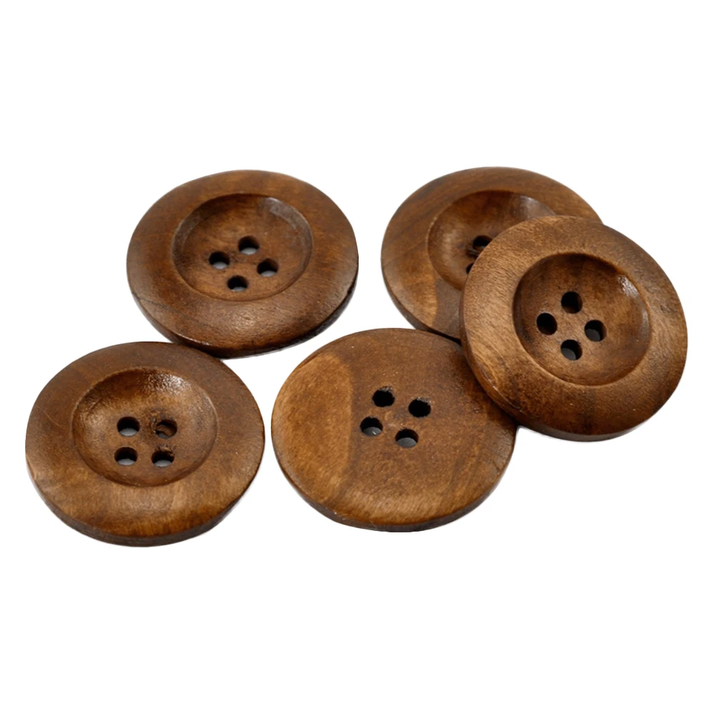 

10Pcs Brown Wood Buttons Round Concave Four Hole Sewing Knitting Scrapbooking DIY Button Crafts Button Crafts Wood Buttons