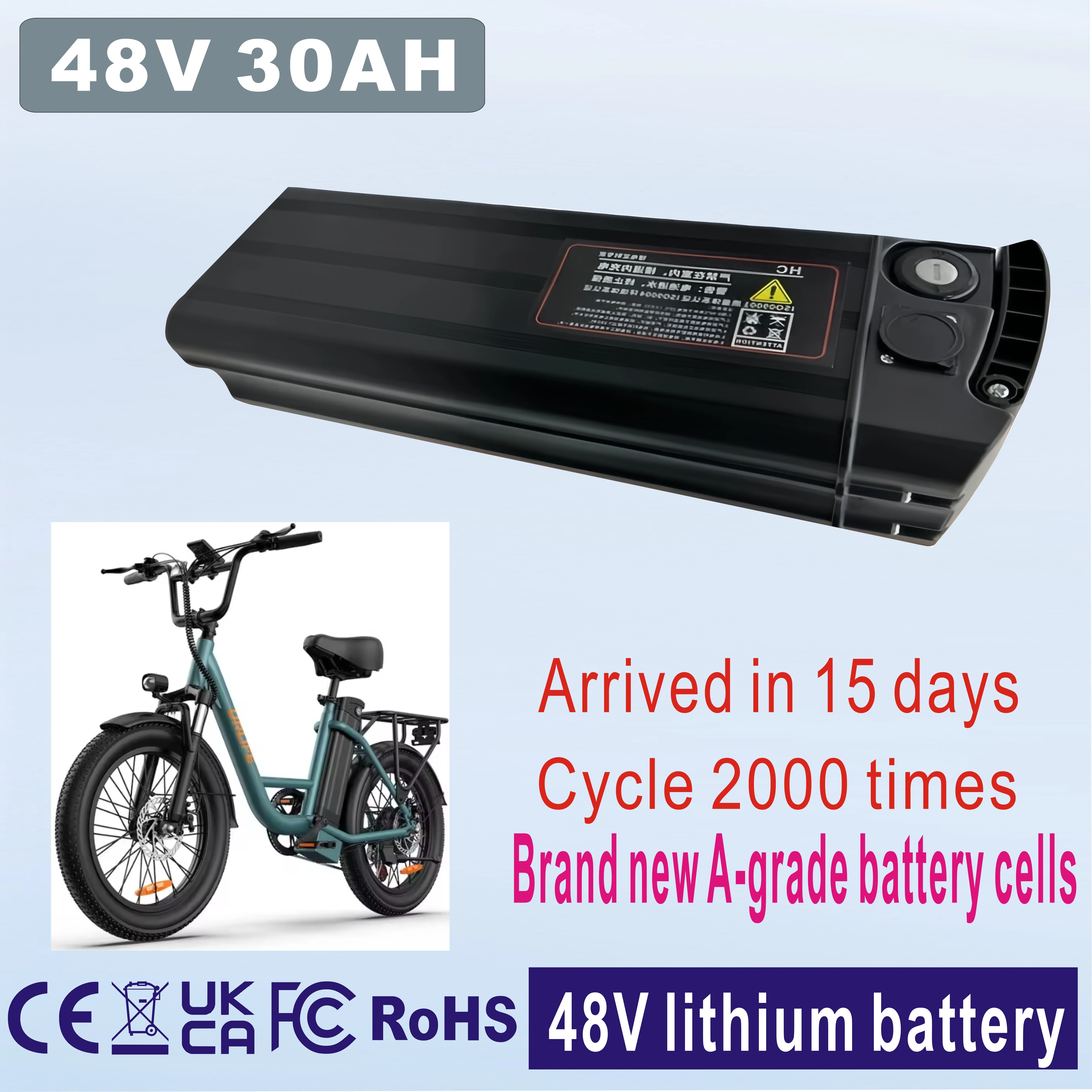 

New Electric Scooter 21700 48 Volt 30 Ampere Hour Electric Bicycle Battery, BMS 500W 750W 1000W 1500W Electric Scooter 21700