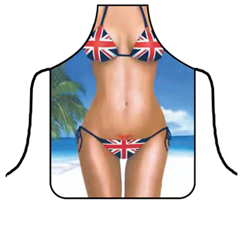 Funny 3D Aprons Digital Printed Sexy Cooking Party Muscle Naked Men Kitchen Bikini Black Men Women Adult Baking BIB