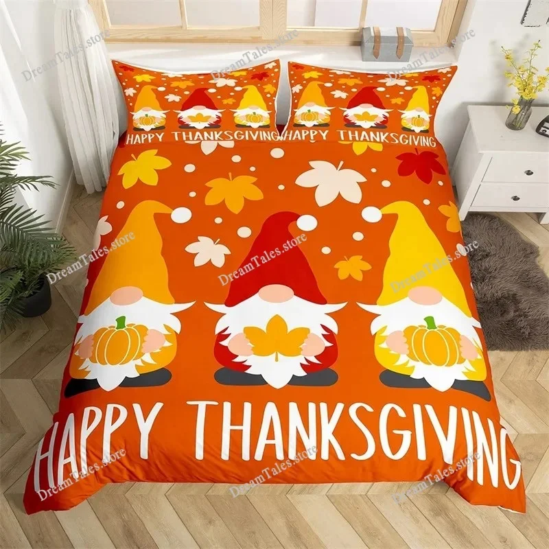 

Duvet Cover Turkey Maple Leaves King Thanksgiving Pumpkin Bedding Set Microfiber Farmhouse Autumn Harvest Theme Comforter Cover