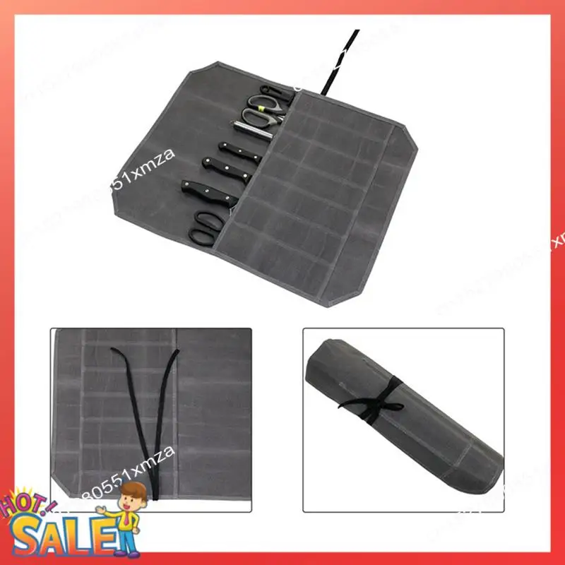 

ABCL Knife Roll Case Knives Holder Waxed Canvas Cutlery Protector Home Kitchen Cooking Tool And Utensils Wrap Bag Roll Pouch