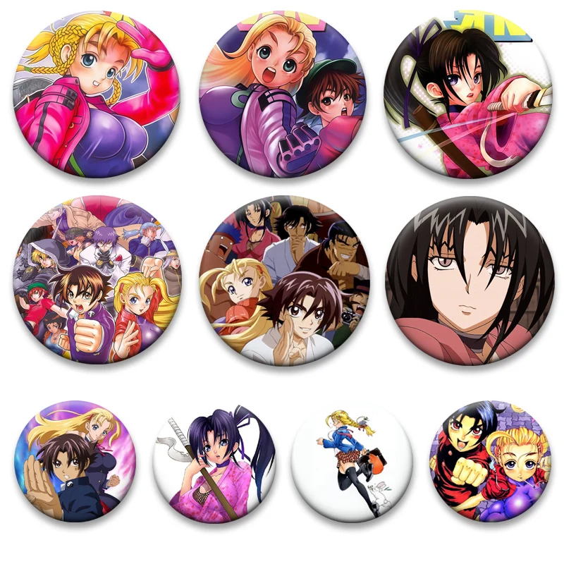 

Anime Kenichi The Mightiest Disciple Pins Kenichi Shirahama,Miu Furinji Brooches for Bag Clothes Accessories Round Cartoon Badge
