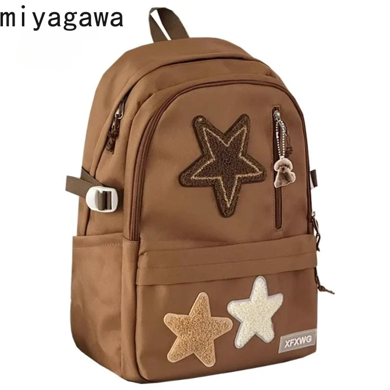 

Miyagawa Japanese Ins Retro Backpack Cute Girl Backpacks Large Capacity Junior High School Student Bags Fashion Star Backpack