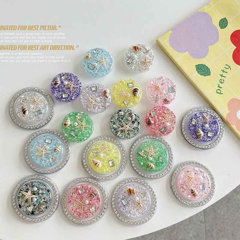 

Crystal Starfish Shell Mobile Phone Holder Expanding Stand Finger For Iphone 17 16 15 13 Bracket Finger Ring Mobile Phone Holder