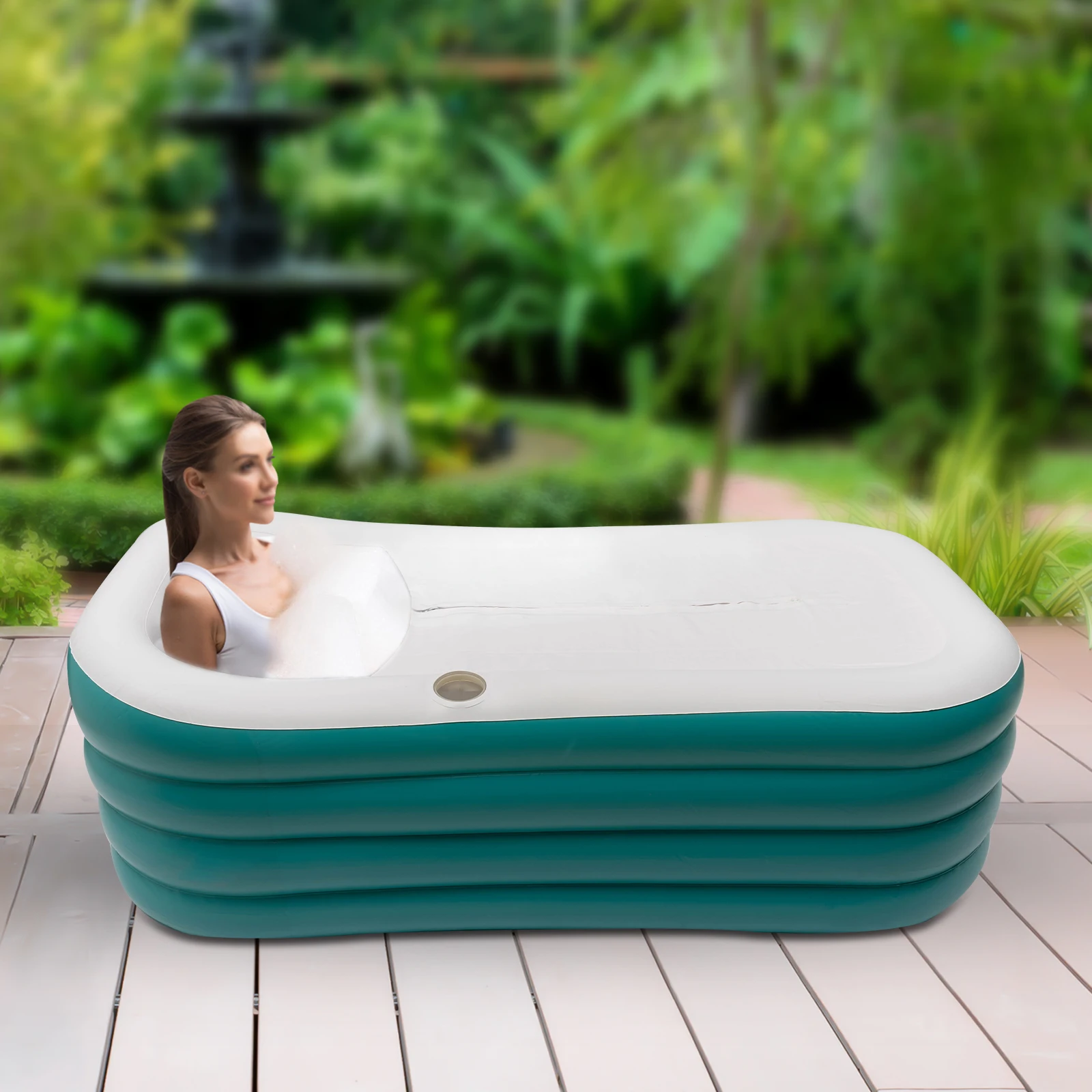 152*82cm Inflatable Adult Bathtub Foldable SPA Bathtub Folding Bath Tub Water Plunge Tub SPA Bathtub (Green)