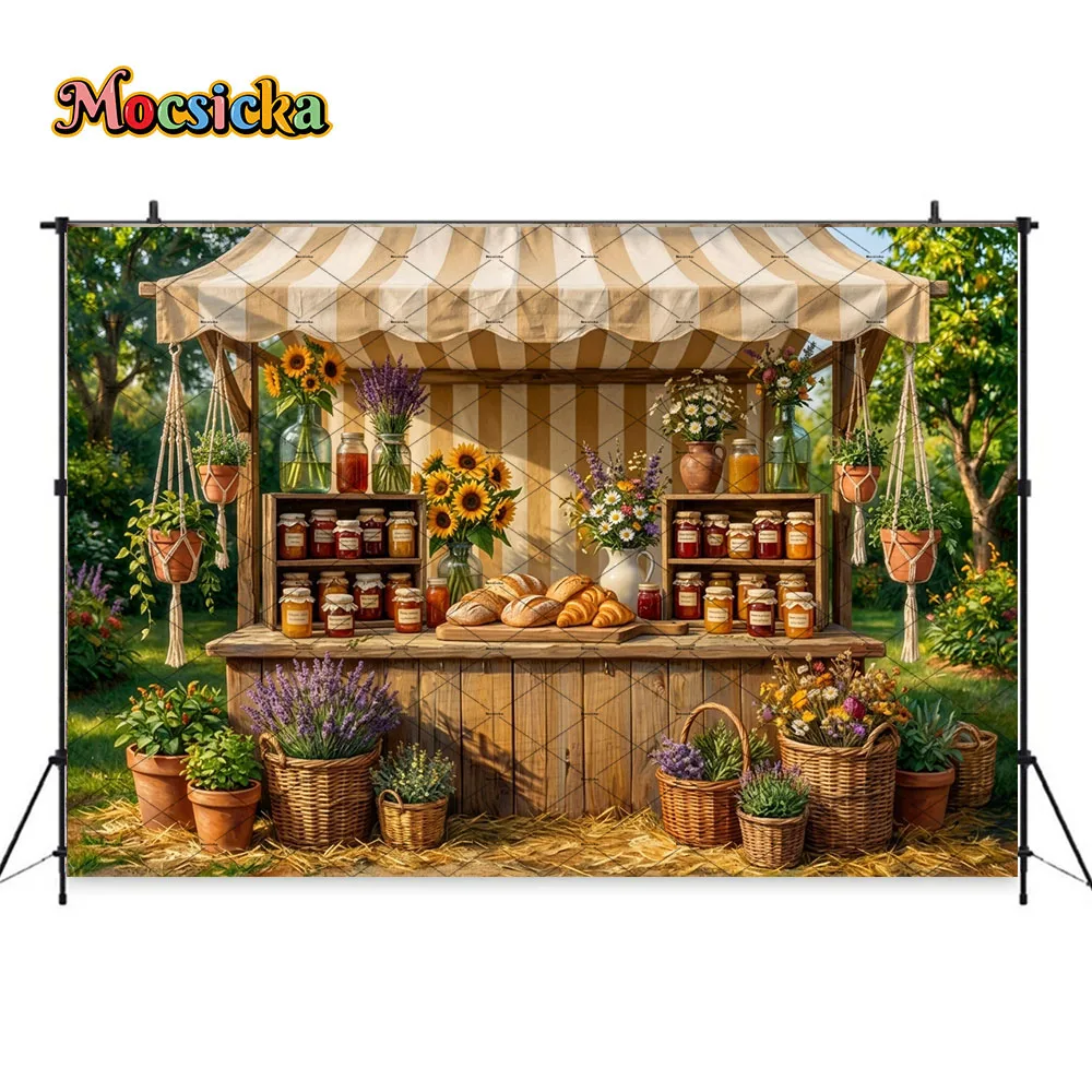 Mocsicka Photography Backdrop Summer Honey Market Rustic Farm Background Birthday Party Baby Shower Wedding Photo Studio Decor