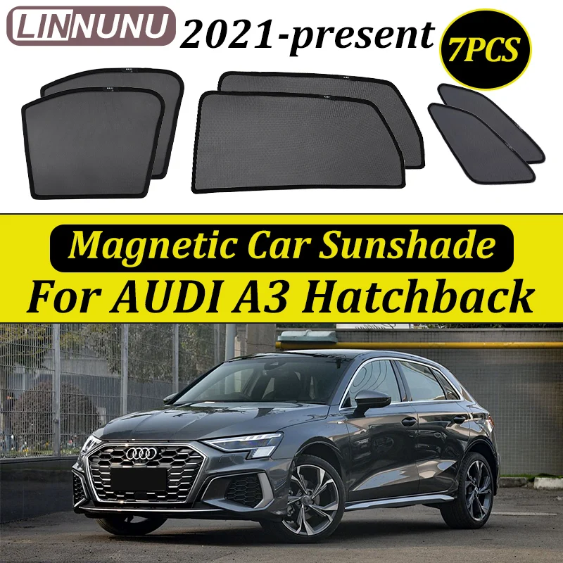 

LINNUNU Magnetic Car Sunshade Side Window Curtain Mesh Summer Sun Shade UV Protection For AUDI A3 4th gen Hatchback 2021-2025