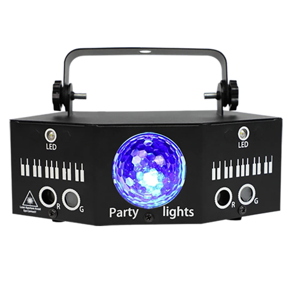 YSH DJ Disco Party Dual Red Green Patterns Laser Light Projector LED Magic Ball RGBW Strobe Xmas Holiday Wedding Stage Effect