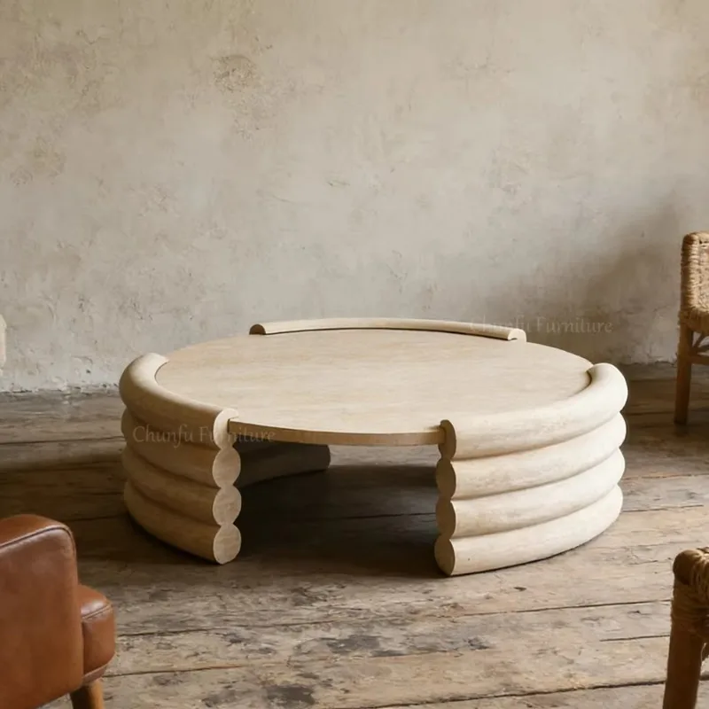 Custom-made Travertine Coffee Table Modern Luxury Durable Decorative Living Room Furniture 1 Year Warranty Customizable