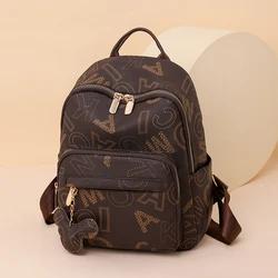 Letter printed fashionable and trendy women's backpack high-quality school bag soft leather backpack  teenage girl travel bag