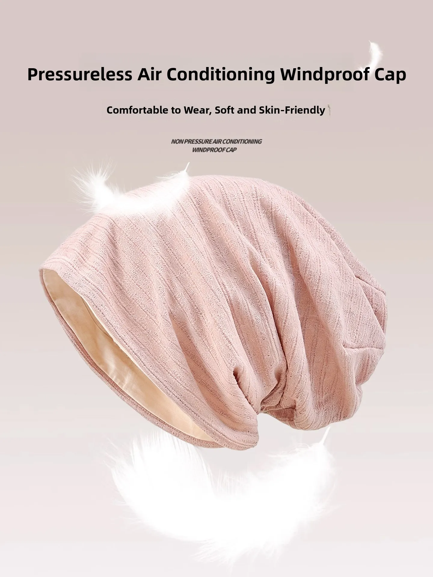 Summer Thin No Pressure Anti Frizz Hat Women's Sleeping Cap Windproof Foldable round Top Cotton Headwear for Air Conditioned ...
