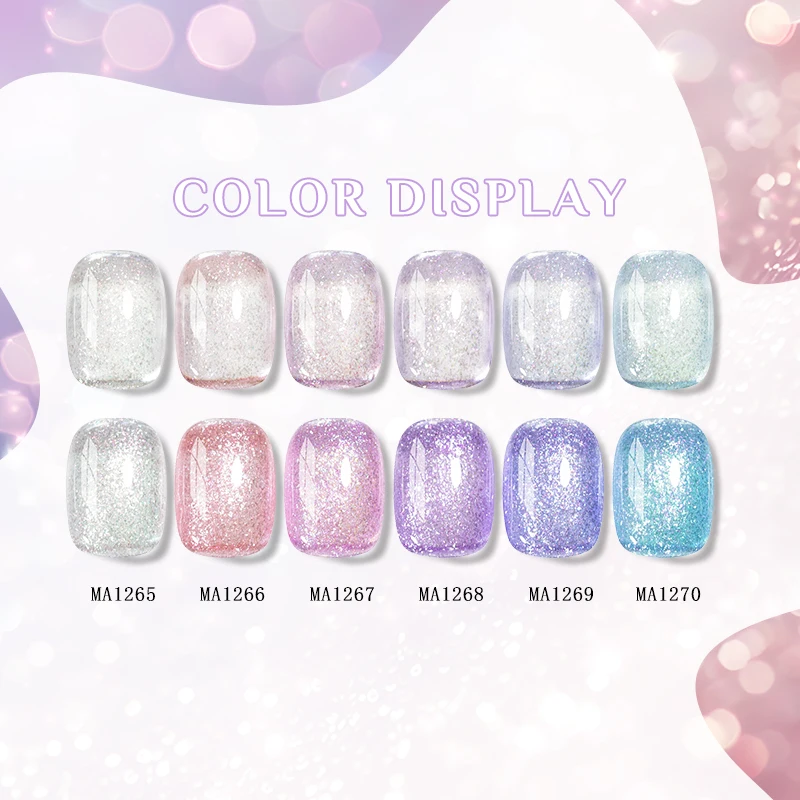 7ml Glitter Rubber Base Gel Nail Polish Sparkle Transparent Soak Off UV LED Gel Varnish Semi Permanent Manicure Nail Art Gel