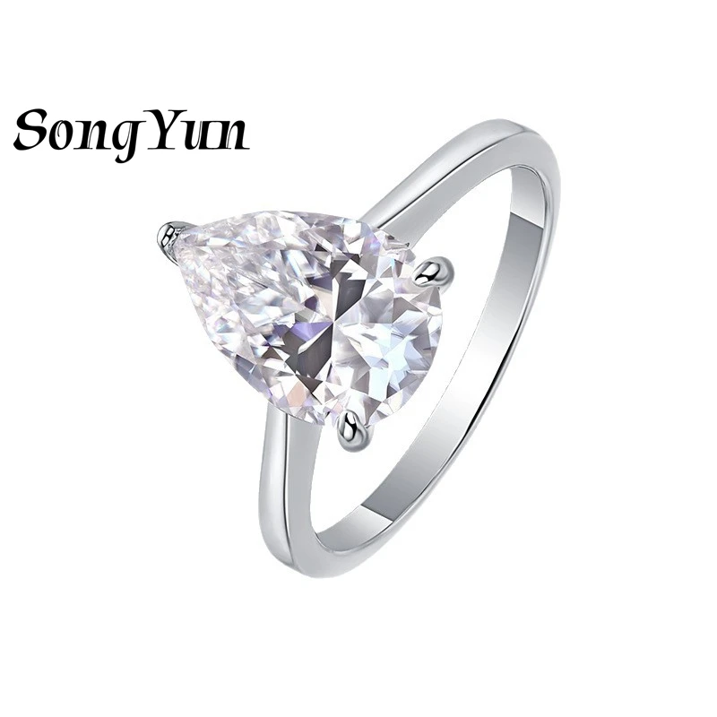 SongYun Luxury Jewelry 925 Sterling Silver Ring Luxurious Moissanite Diamond Cocktail Ring Formal for Women Rhodium Plated