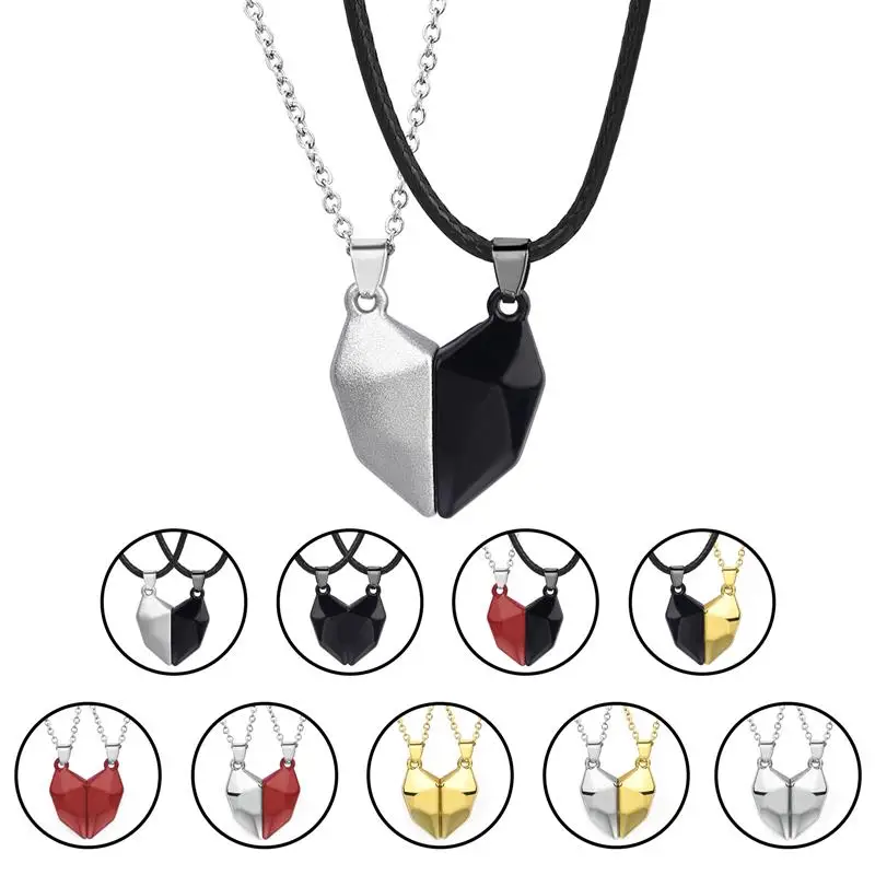 Fashion Magnetic Couple Necklace For Lovers Gothic Punk Heart Pendant Necklace For Men Women Necklaces Party Jewelry Gift