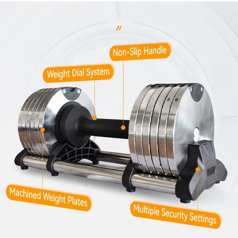 Adjustable Cast Iron  Plated Ring Dumbbell Bar 24kg 4kg Increments Home Use Portable Anti-slippery Handle Weight