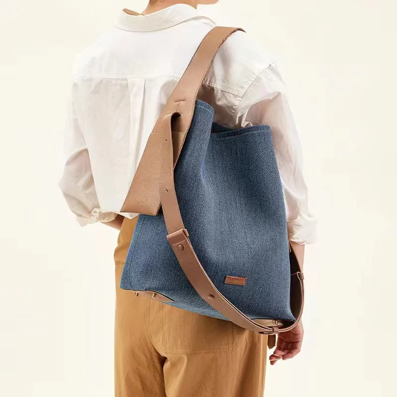 Borsa a secchiello Casual in Denim per donna borsa a tracolla a tracolla tasche Multiple borsa da donna Design di lusso Totes grandi femminili 2023