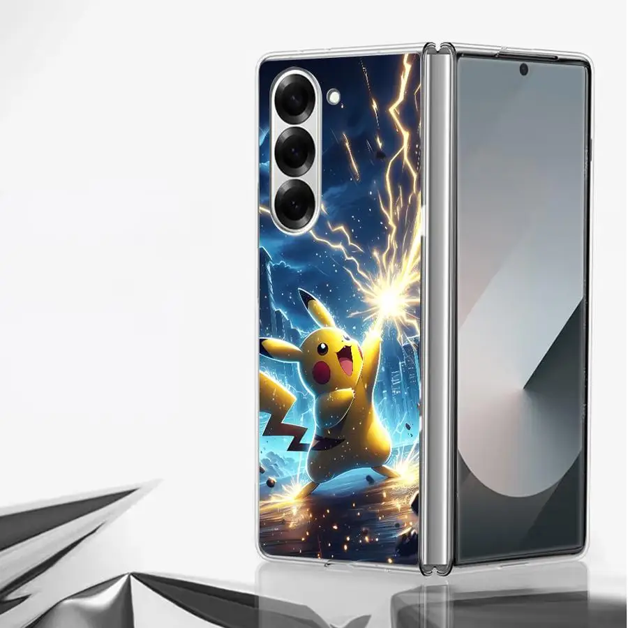 Чехол для Samsung Galaxy ZFold3 ZFold4 ZFold5 ZFold6 ZFold7 Z Fold 7, 6, 5, 4, 3, жесткий чехол для телефона, японский Пикачу, крутой
