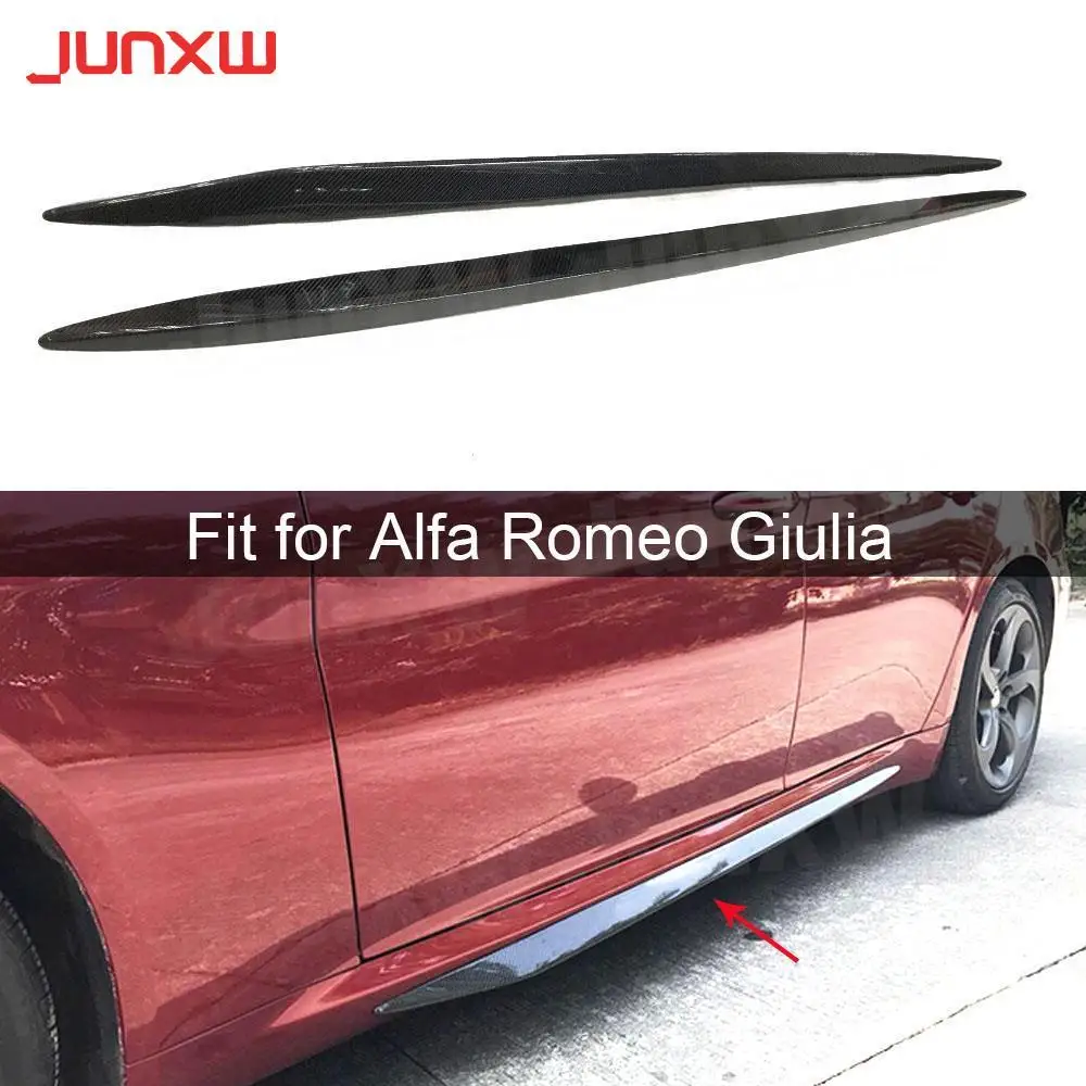 Carbon Fiber Side Skirts Bumper Aprons Sticker for Alfa Romeo Giulia Sedan 4 Door 2015 2016 2017 FRP 2Pcs / Set