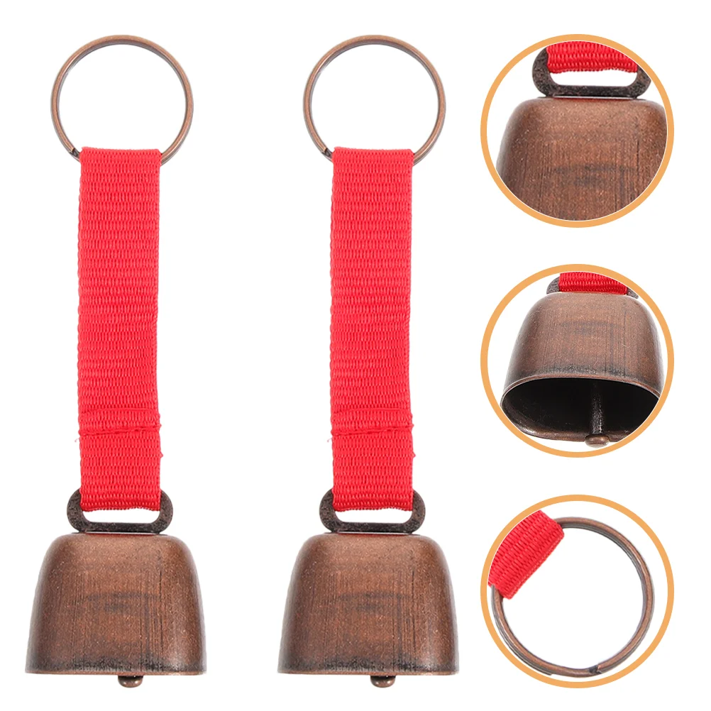 2 ชิ้น Outdoor Camping Bell ระฆังวัวสําหรับสัตว์เลี้ยงอุปกรณ์เสริมริบบิ้นโลหะ Anti Lost Iron