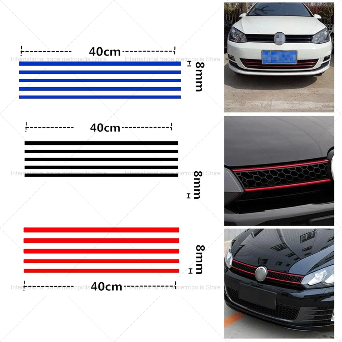 1 Set Reflective Car Strips Sticker Front Hood Grill Decals Waterproof Automobile Decoration Car Stickers For Vw Golf 6 7 Tiguan