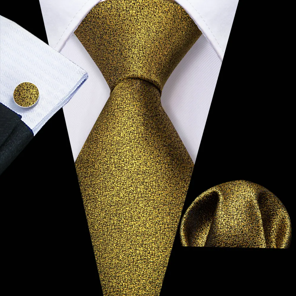 

Fashion Olive Yellow Solid Men Silk Necktie Brooches Men Tie Handkerchief Cufflinks Sets Men Gift Barry.Wang Designer